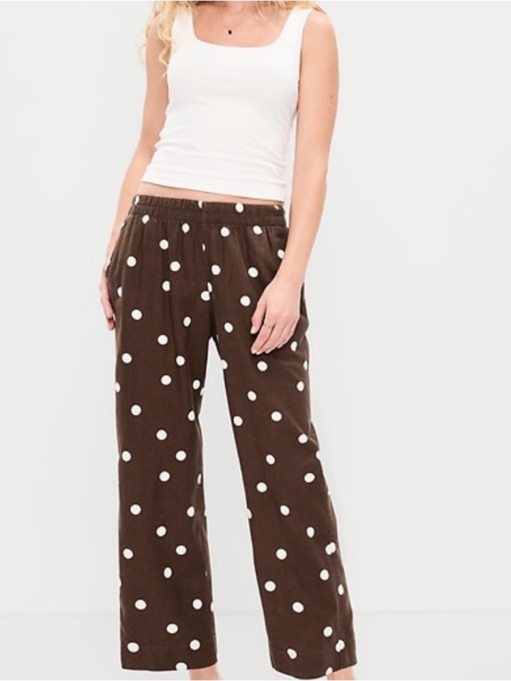 Brown Polka Dot Wide Leg Pants